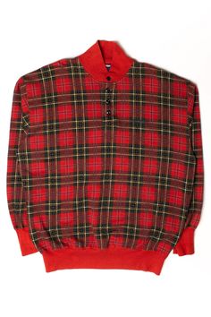 Vintage Polo Sport Red Plaid Sweatshirt (1990s)      PRODUCT DETAILS: Size: Large, Brand: Polo By Ralph Lauren, Color: Red, Material: Cotton / Modacrylic, Made In: Hong Kong, Decade: 1990s, Length: 29", Chest Width: 25", Color: Red  All measurements are shown in inches. Measurements are taken with item laying flat. For measurements like waist and bust, which are usually measured all the way around the body, double our measurement! For example a waist measurement of 15" (flat), is approximately a Red Vintage Tops For Fall, Red Retro Sweater For Streetwear, Retro Red Tops For Winter, Red Retro Winter Tops, 90s Style Red Tops For Winter, Red 90s Style Winter Tops, 90s Red Long Sleeve Tops, Red 90s Style Tops For Fall, Vintage Red Top For Winter