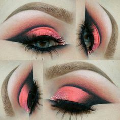 Coral Eyeshadow Looks, Eye Shadowing Tutorial, Makeup Ideas Aesthetic, Makeup Aesthetic Ideas, Makeup Products Aesthetic, Makeup Bag Aesthetic, Drawing Makeup, Makeup Wallpaper