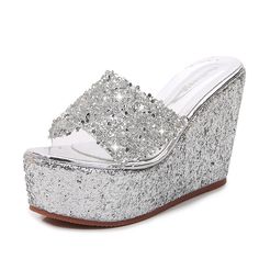 Shipping: Worldwide Express Shipping AvailableDelivery time: 7-15Days Fast ShippingReturns: Fast refund, 100% Money Back Guarantee. Sequin Fashion, Slipper Shoes Women, Wedge Slides, Slides Slippers, Slippers Summer, High Heel Mules, High Heels Sandals, Wedges Style, New 2023