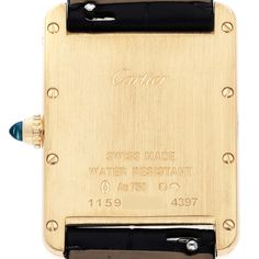 Cartier Tank Louis Yellow Gold Silver Dial Mens Watch WGTA0067 Box Card. Quartz movement. 18k yellow gold case 33.7 x 25.5 mm. Circular grained crown set with a blue sapphire cabochon. . Scratch resistant mineral crystal. Silvered grained dial with black Roman numeral hour markers and an inner minute track. Sword-shaped blued hands. Secret Cartier signature at VII. Black alligator leather strap with 18k yellow gold ardillon buckle. Rectangular Yellow Gold Watch Accessories For Formal Occasions, Gold Rectangular Watch With Box Clasp, Luxury Yellow Gold Watch Accessories With Rectangular Dial, Rectangular Yellow Gold Watch Accessory For Anniversary, Vintage Cartier Gold Watch Accessories, Vintage Gold Cartier Watch Accessories, Formal Cartier Watch Accessories, Rectangular Shape, Modern Gold Cartier Watches, Cartier Rectangular Watch Accessories For Formal Occasions