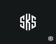 the logo for sks is shown in white letters on a black background with an hexa