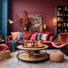 a living room filled with lots of furniture and decor