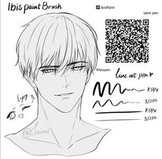 a drawing of a man with short hair and an eye patch on his face, next to a qr code