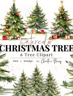 watercolor christmas tree clipart