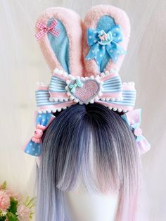 This price is for a KC only, others are not included. Yume Kawaii Hair Accessories, Kawaii Plush Hair Clip, Steampunk Fashion Female, Funny Items, Steampunk Fashion Male, Pink Faux Fur, Steampunk Accessories, Bunny Plush, Bunny Ear