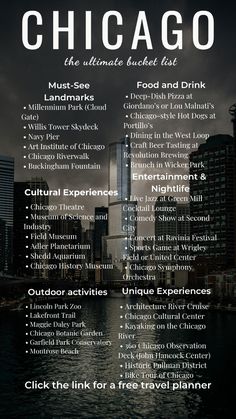 chicago the ultimate bucket list for food and drink in one place info graphic design by creative grid