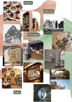 a collage of images showing different types of buildings and their functions in the design process