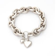 Chain Heart, Chunky Bracelet, Bracelet Heart, Bracelet Love, 925 Silver Bracelet, Chunky Bracelets, Silver Chains, Mom Jewelry, Silver Chain Bracelet