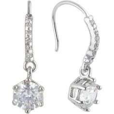 These sparkling ladies Brilliance Fine Jewelry prong-set simulated diamond pave fishhook dangle earrings make a spectacular addition to any outfit day or evening.  Earrings measure approximately 20mm long with a 5mm simulated diamond drop..  They are perfect as a gift or a great addition to your own collection. Size: One Size. Color: Silver. Gender: female. Age Group: adult. Evening Earrings, Silver Dangle Earrings, Fish Hook Earrings, Sterling Silver Dangle Earrings, Diamond Drops, Silver Earrings Dangle, Cz Stone, Diamond Stone, Pave Diamonds