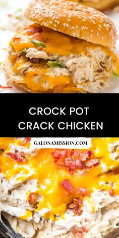 crock pot chicken sandwich with cheese and bacon