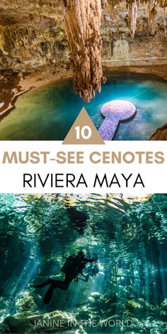 an underwater cave with the words must see genotes riviera mayo