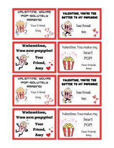 valentine's day coup cards with popcorn