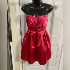 First Xs/Small. Nwt :) Can Do Deals On Any Items In My Closet. Happy Shopping Casual Knee-length Strapless Dress For Party, Holiday Fitted Strapless Dress, Holiday Strapless Fitted Dress, Strapless Fitted Holiday Dress, Pink Shiny Dress, Dresses Hot Pink, Shiny Dress, Strapless Long Dress, Shiny Dresses