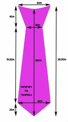 a pink neck tie is shown with measurements