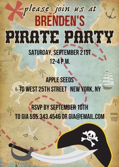 Pirate Party e invite.... Pirate Party Invitations, Pirate Themed Birthday Party, Pirate Themed Birthday, E Invite, Pirate Birthday, Pirate Theme, Pirate Party, Birthday Diy, Party Design