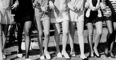 I remember wearing mini skirts to school that were way too short.  This was allowable to my mother but not a pair of modest denim jeans LOL. Irene Adler, Mary Quant, Fashion 1960s, Swinging Sixties, Black And White Photograph, Sixties Fashion, Retro Mode