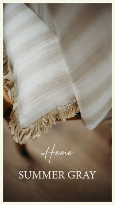 an image of a pillow with the words home summer gray written below it and underneath it