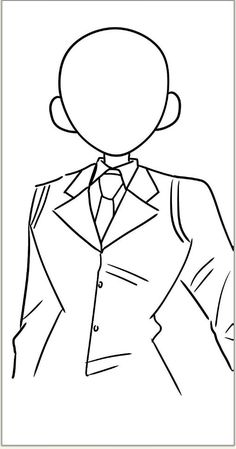 a black and white drawing of a person wearing a suit