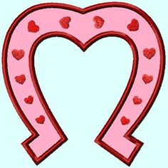 a pink heart shaped object with hearts in the shape of a letter v on a blue background