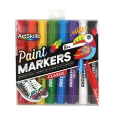 ArtSkills Paint Markers are great for arts and crafts projects on a variety of surfaces. These paint markers can be used to add temporary art to plastic, glass, mirrors, and ceramics. Use water to remove with the best results. This makes them great for adding fun messages and holiday art to windows, cars, and more. Add your artwork permanently to paper, wood, cardboard, canvas, and fabric. Add your personal flair to things like your notebooks, shoes, and more. You can even make your ceramic art Fun Messages, Cardboard Canvas, Art Markers, Art Skills, Glass Mirrors, Temporary Art, Crafts Projects, Plastic Glass, Sewing Art