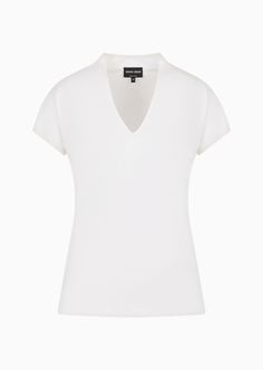 Shop GIORGIO ARMANI V-neck top for Woman at the official store and browse the Knitted Tops collection. Armani Women, Knitted Tops, Kimono Sleeve, Clothes Collection, V Neck Tops, Giorgio Armani, Official Store, Knit Top, V Neck