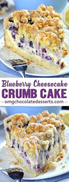 blueberry cheesecake crumb cake on a plate