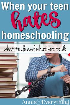 a woman holding a book with the title when your teen hates homeschooling what to do and what not to do