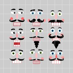 an image of different faces with mustaches and eyes