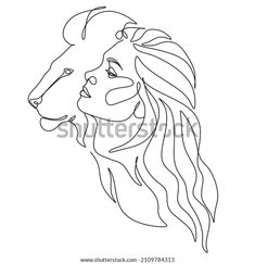 the face of a man with long hair and a lion's head drawn in one line