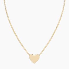 An engravable heart sits on a dainty 17" curb chain. Bespoke Wilder Heart Necklace in 18k Gold, Women's by gorjana Earrings Stacking, Black Labradorite, Orange Agate, Yellow Opal, Iridescent Crystal, 14k Gold Necklace, Mix Style, Gold Necklaces, Pink Enamel