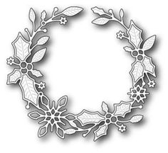 a christmas wreath with holly leaves and berries on the side, cut out from paper