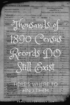 a black and white photo with the words thousands of 1900 census records do still exist