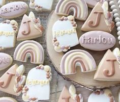 decorated cookies with the word rainbow on them