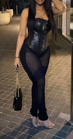 Baddie Fall Outfits Classy, Corset And Leggings Outfit, Skin Showing Outfits, Fall Club Outfits Black Women, Black Dress Club Outfit, Cute Birthday Outfits Dresses, Leather 2 Piece Outfit, 22 Birthday Outfit Ideas, Fall Club Outfits Night Going Out