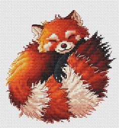 a cross stitch pattern of a red fox