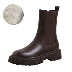 Welcome To Wenkoubon Store！ [Upper Material]: cow leather[Inner material]: superfine fiber/fleece lining[Bottom material]: thick latex foam insole[Sole]: Rubber sole[Heel height]: 4cm[Palm width]: 10.5cm[Boot barrel height]: 17cm【Boot Circumference】: 24cm[Color]: black, brown【Size】:34-40 Chelsea Boots Casual, Leather Ankle Boots Women, Winter Shoes Women, Autumn Shoes, Fall Winter Shoes, Ankle Boots Women, Women Platform Sandals, Off White Shoes, Winter Shoes For Women