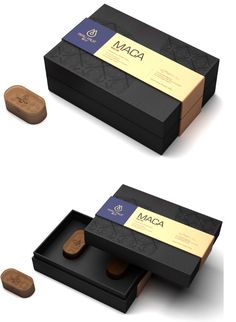 two boxes with chocolates in them sitting next to each other on a white surface