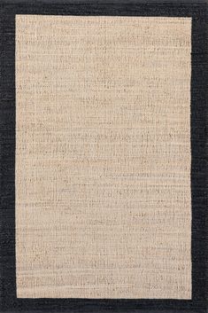 an area rug with black border in the middle and beige background on the other side