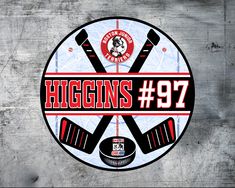 the logo for the hockey team is shown in this graphic art style, which includes two crossed sticks and an ice rink