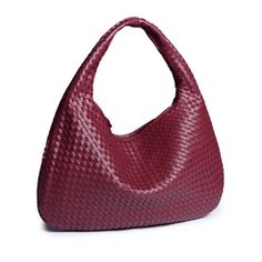 Bag Details: Size: 50 x 30 x 3cm Closure: Zipper Pattern: Knitting Lining: Cotton Material: PU vegan leather Leather Handbags Handmade, Red Handbag, Stockholm Fashion, Winter Fits, Mode Inspo, Cute Bags, Leather Hobo, Luxury Women