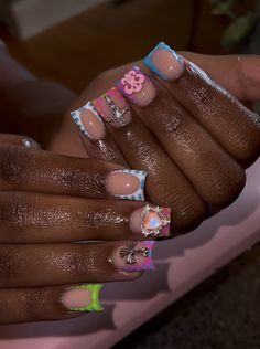 Junkyard Nails, Mini Duck Nails, Junk Nails, Nails Y2k, Cute Simple Nails