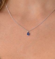 This dainty Sapphire pendant necklace has a delicate silver chain. The chain is solid sterling silver 925., and there is an extension so that the size can be adjusted. There are different stonees to choose from. The stones are natural stones and no 2 are identical, but they are similar. If you would like a custom order or have any questions please contact me, thanks. Blue Sterling Silver Teardrop Pendant Necklace, Sapphire Teardrop Pendant Necklace In Sterling Silver, Blue Teardrop Pendant Necklace In Sterling Silver, Delicate Sterling Silver Birthstone Necklace With Adjustable Chain, Blue Sterling Silver Charm Necklace With Adjustable Chain, Blue Sterling Silver Drop Necklace As A Gift, Blue Sterling Silver Drop Necklace For Gift, Silver Teardrop Sterling Silver Birthstone Necklace, Sterling Silver Teardrop Pendant Drop Necklace With Clavicle Chain