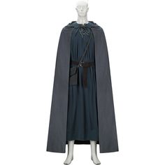 a man in a cloak and cape standing on a mannequin's head