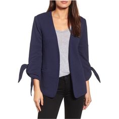 This Is A New With Tags Navy Blue Olivia Moon Tie Sleeve Blazer. A Minimalist Blazer Takes On Casual-Chic Appeal With Tie Sleeve Cuffs And Open Front - Availability: Small & Medium - Length: 28" - Fits True To Size - No Closure - V-Neck With Collarless Styling - Three-Quarter Sleeves With Tie Cuffs - Stretch Lining - Self: 80% Cotton / 20% Polyester - Lining 95% Polyester / 5% Spandex From A Smoke-Free, Pet-Free Home. Modern Blue Spring Outerwear, Casual Blue Blazer For Office, Casual Blue Blazer For Office Wear, Blue Outerwear For Business Casual In Spring, Blue Outerwear For Business Casual Spring Occasion, Trendy Blue Business Casual Blazer, Navy Blazer For Spring Workwear, Chic Navy Blazer For Spring, Moon Blue