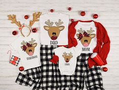 Personalized Christmas Family Matching T Shirts Mix Match Outfits Spirit Week, Personalized Christmas Shirts, Reindeer Shirt, Mix Match Outfits, Matching Christmas Shirts, Xmas Shirts, Christmas Outfits, Family Christmas Shirts, Matching Pajamas