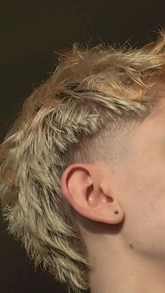 Short Blonde Hair Male, Blonde Mullet Man, Bleached Undercut, Longer Mullet, Tomboy Hairstyles Short, Buzz Cut Mullet, Blond Mullet, Baby Mullet, Blonde Mullet