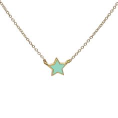 A super cute and dainty star necklace to wear as a choker ideal to layer with other longer necklaces. The mini star will hang just above your collarbone like a sparkling lucky charm. The star pendant is in 14k micron gold plated bronze and the chains and clasp are in 14k gold filled. By default I will put a 16 inches long chain but you can pick a different chain length by specifying your desired one in the order note. The mini star is about 7/16'' wide (that is 1cm).