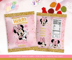 two bags of candy with minnie mouse on them