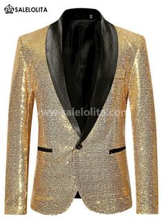 Men's Shiny Gold/Blue/Wine Red/Black/Silver Sequin Wedding Groom Blazer Jacket Condition: Brand NewColor: Gold/Blue/Wine Red/Black/Silver SequinsMaterial: PolyesterOccasion: Party, Wedding, Events, Photo shoot or ShowsSleeve Length: Long SleevesCollar: V-neckClosure Type: Single BreastedIncludes: Jacket Fitted Metallic Blazer For Formal Occasions, Long Sleeve Wedding Suits For Party Season, Winter Wedding Sequin Blazer, Sequin Wedding Blazer For Winter, Elegant Christmas Party Blazer, Silver Formal Blazer For Winter, Silver Winter Formal Blazer, Metallic Fitted Formal Outerwear, Metallic Fitted Outerwear For Formal Occasions