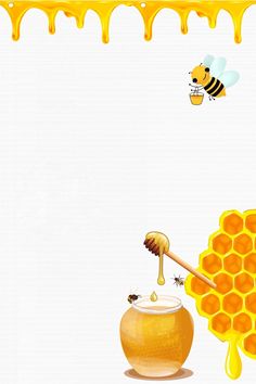 the bees are flying over the honeycombs and one is holding a honey comb